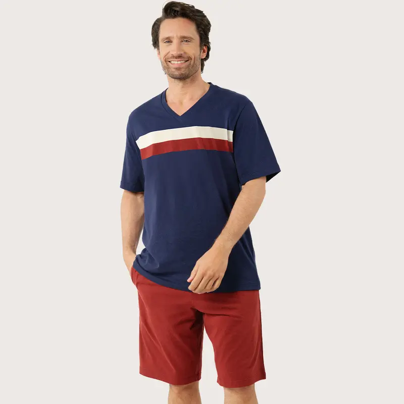 Pyjama court col V homme Mercerisé Eminence