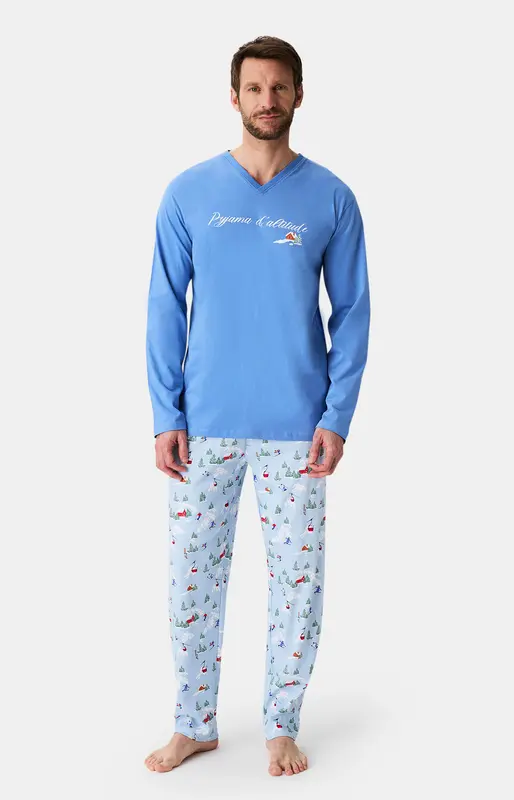 Pyjama en jersey de coton épais - Noël en altitude