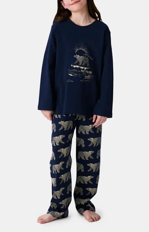 Pyjama enfant en jersey de coton épais - Nuit Polaire