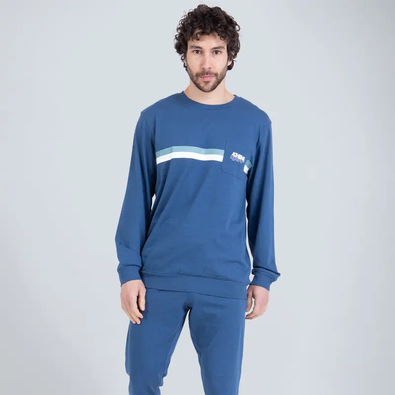 Pyjama long col rond homme Sportswear Athena