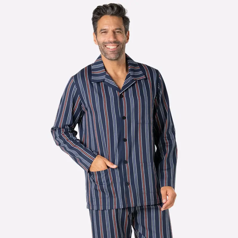 Pyjama long droit ouvert homme Popeline Eminence