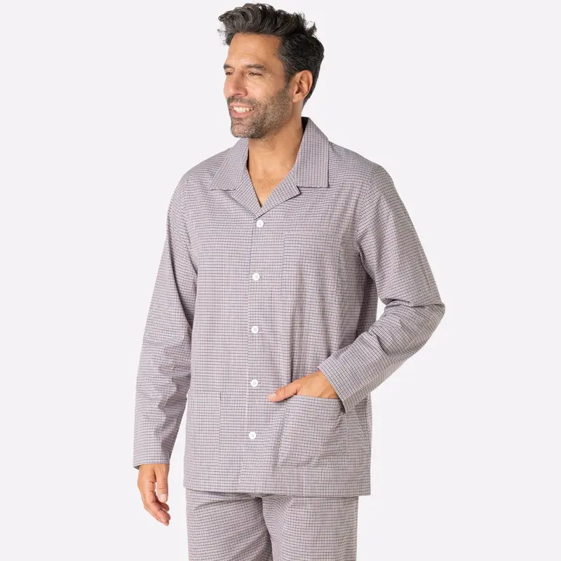 Pyjama long homme ouvert Popeline Eminence