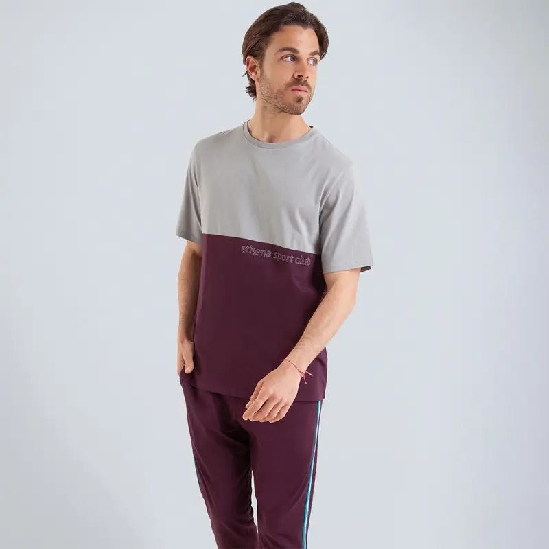 Pyjama long manches courtes col rond homme Club Athena