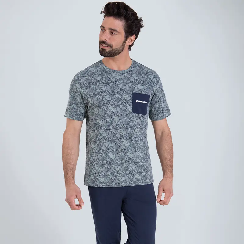 Pyjama long manches courtes col rond homme Summer Athena