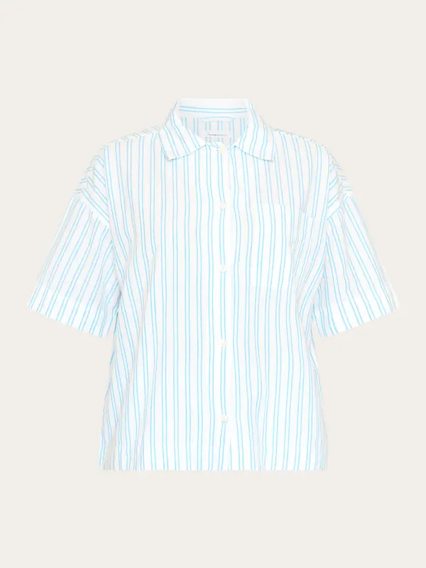 Pyjama short sleeved shirt - GOTS/Vegan - Blue stripe