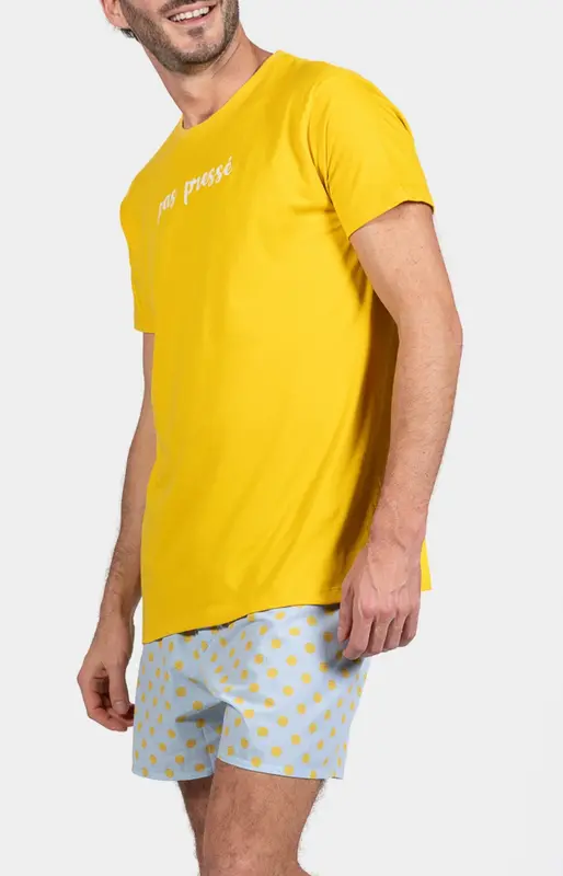Pyjaméricain en jersey et popeline de coton - Lemon