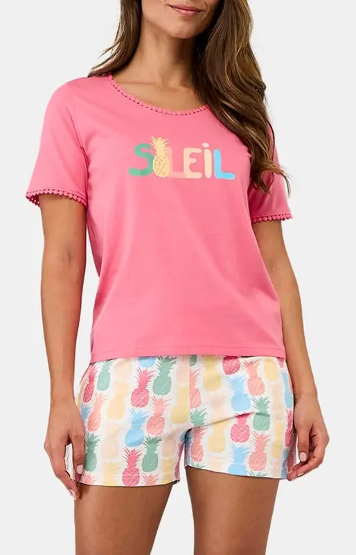 Pyjashort en jersey de coton léger - Ananas