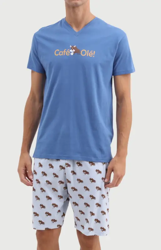 Pyjashort en jersey de coton léger - Café Olé