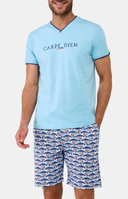 Pyjashort en jersey de coton léger - Carpe Diem