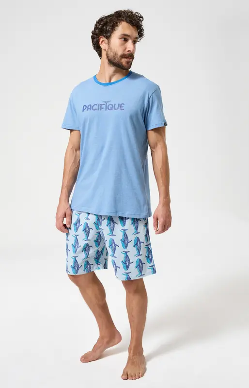 Pyjashort en jersey de coton léger - Pacifique