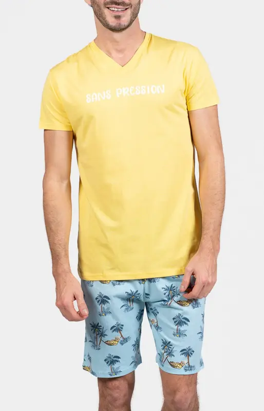 Pyjashort en jersey de coton léger - Pas de pression
