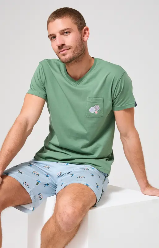 Pyjashort en jersey de coton léger - Pétanque