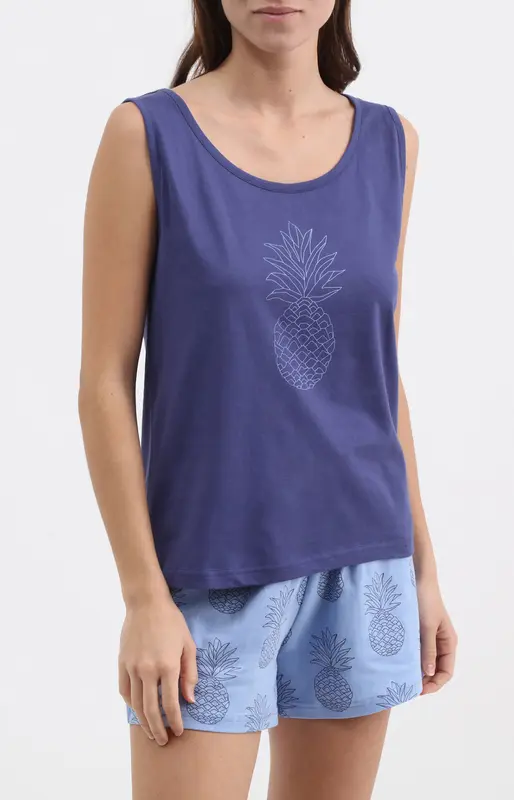 Pyjashort en jersey de coton léger - Pineapple