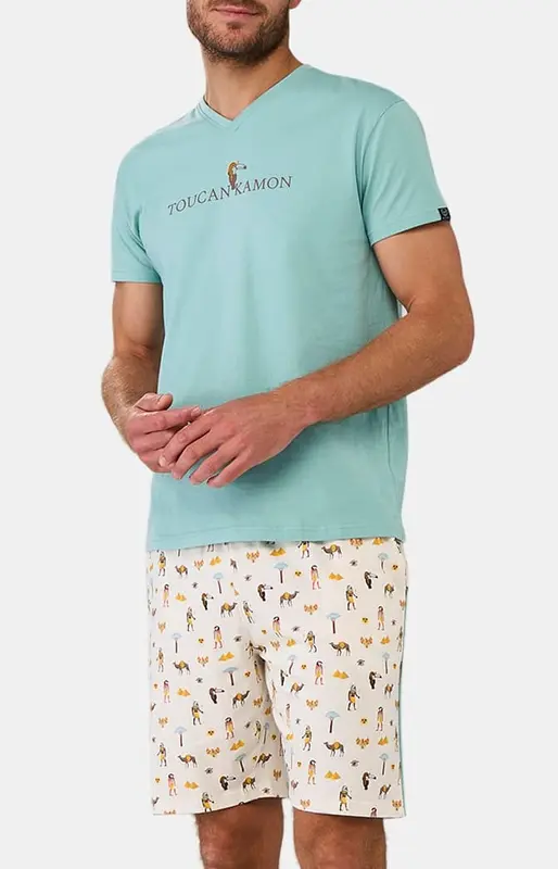 Pyjashort en jersey de coton léger - Toucankamon