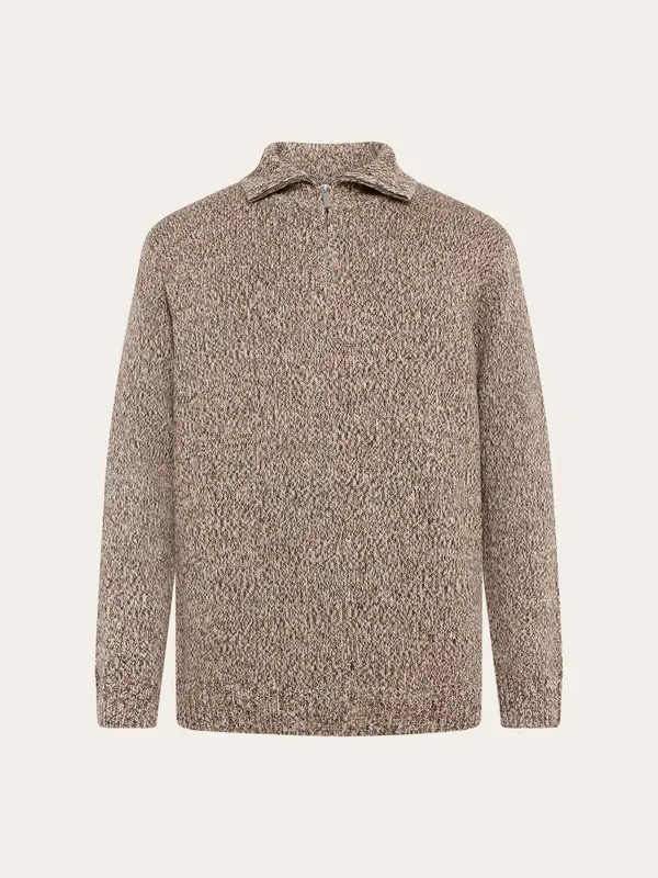 Quater zip sweater - Brown multi