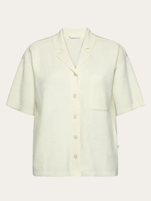 Racking stitch short sleeved shirt - Regenerative Organic Certified™ - GOTS/Vegan - Egret