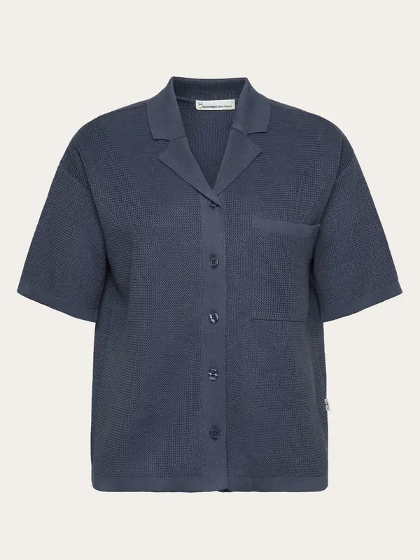 Racking stitch short sleeved shirt - Regenerative Organic Certified™ - GOTS/Vegan - Vintage Indigo