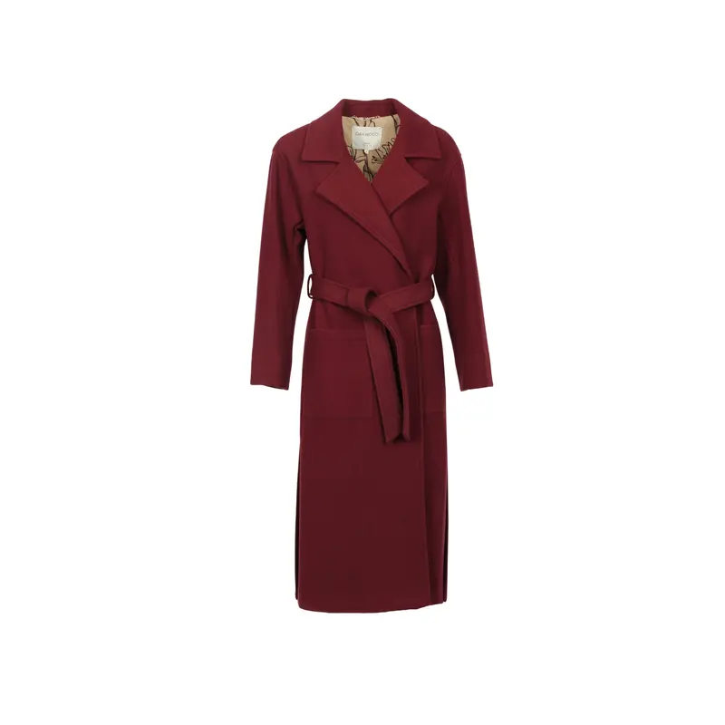 REALITY (REF. 65362) BORDEAUX- MANTEAU EN LAINE MELANGEE AVEC CEINTURE A NOUER