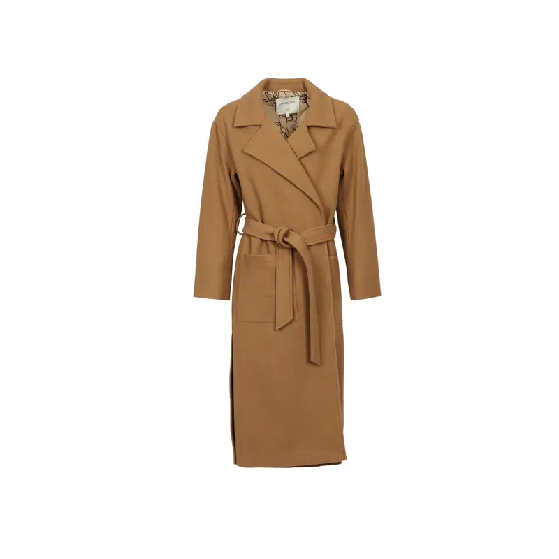 REALITY (REF. 65362) CAFE- MANTEAU EN LAINE MELANGE AVEC CEINTURE