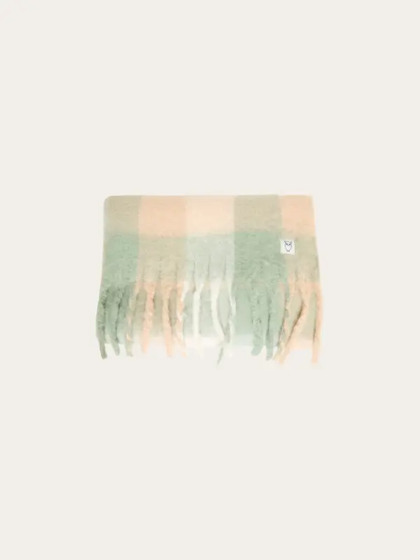 Recycled fringe scarf - Light green Check