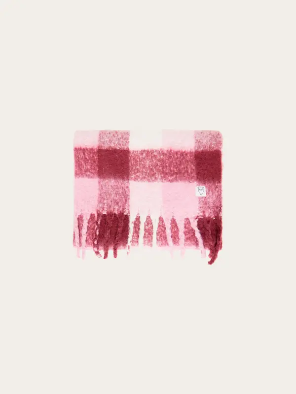 Recycled fringe scarf - Red check