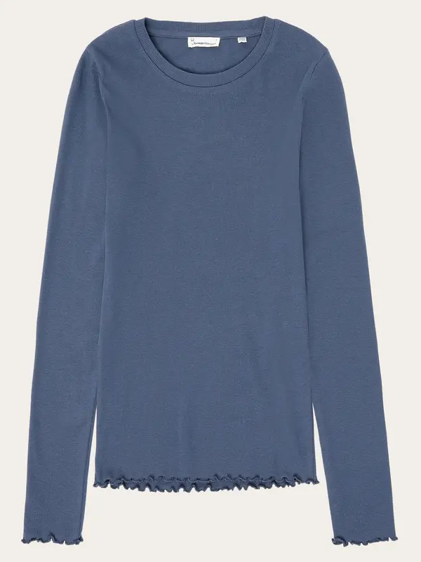 Regenerative Organic Cotton Rib Long Sleeve GOTS/Vegan - Vintage Indigo