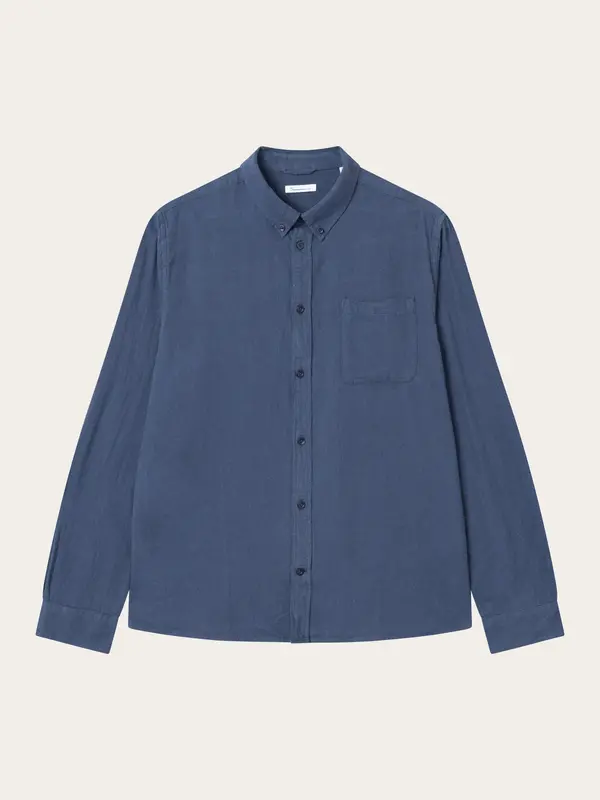 Regular fit melangé flannel shirt - Estate Blue