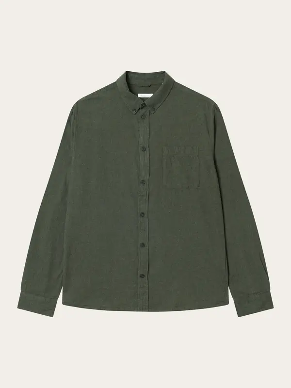 Regular fit melangé flannel shirt - Forest Night