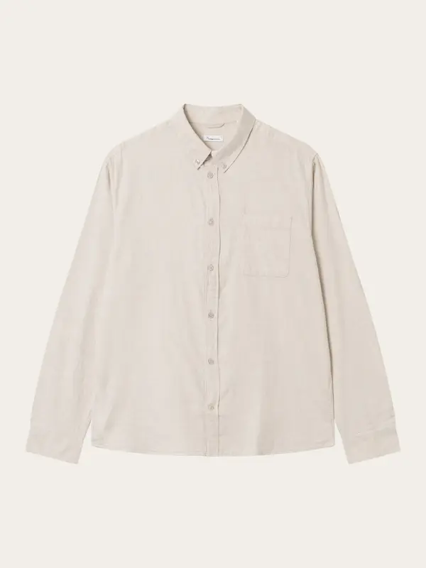 Regular fit melangé flannel shirt - Greige