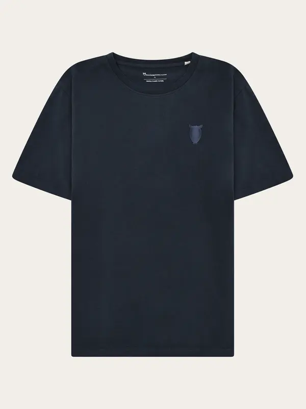 Regular fit owl chest embroidery t-shirt - Total Eclipse