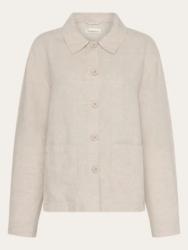 Regular linen overshirt - GOTS/Vegan - Yarndyed Light feather gray