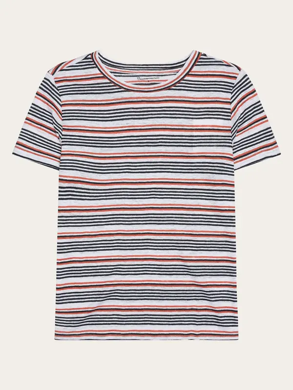 Regular linen stripe t-shirt - GOTS/Vegan - White stripe