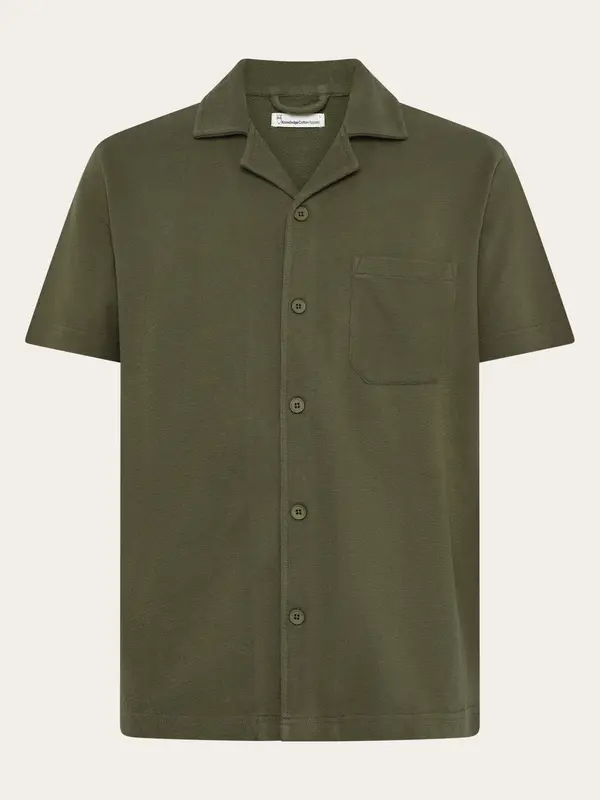 Relaxed bouclé short sleeve shirt - Burned Olive