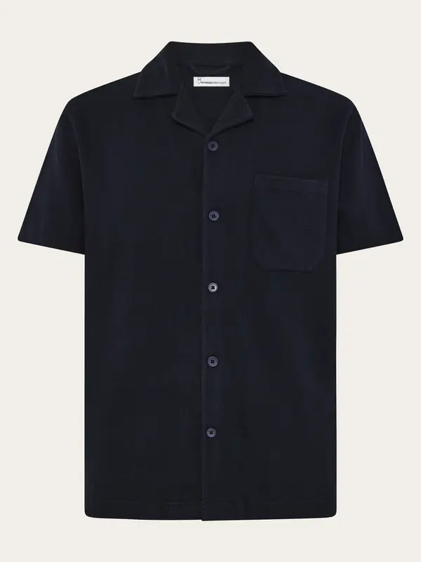 Relaxed bouclé short sleeve shirt - Night Sky