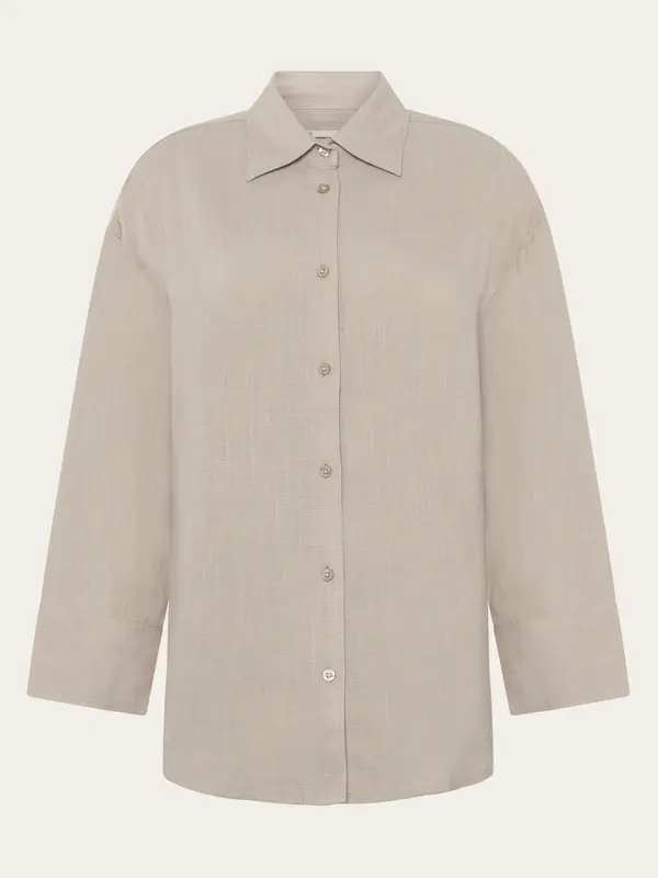 Relaxed linen blend shirt - Light feather gray