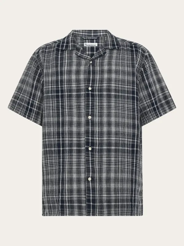 Relaxed linen short sleeve shirt - Navy