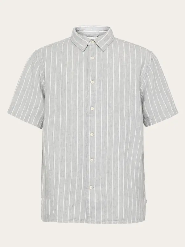 Relaxed linen stripe short sleeve shirt - Grey stripe