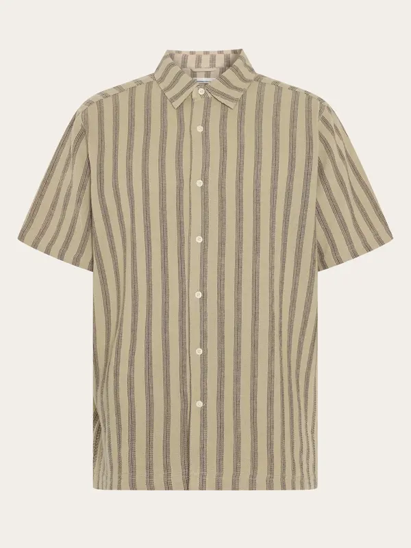 Relaxed Stripe short sleeve shirt - Beige stripe