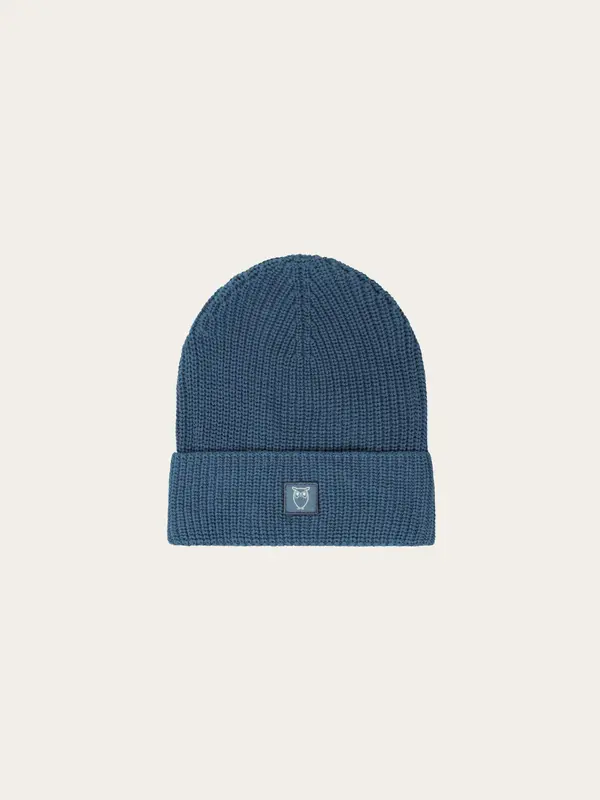 Rib badge beanie - Vintage Indigo