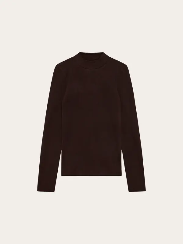 Rib high neck LS - Chocolate Torte