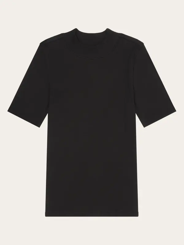 Rib high neck short sleeve - Black Jet