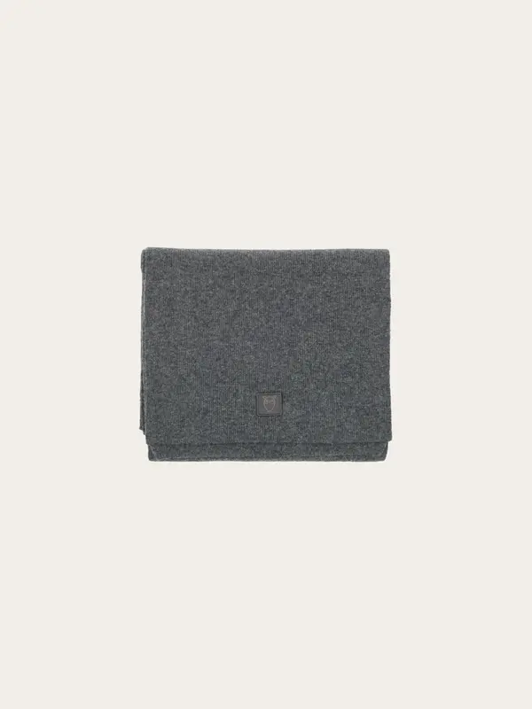 Rib knit wool scarf - Dark Grey Melange