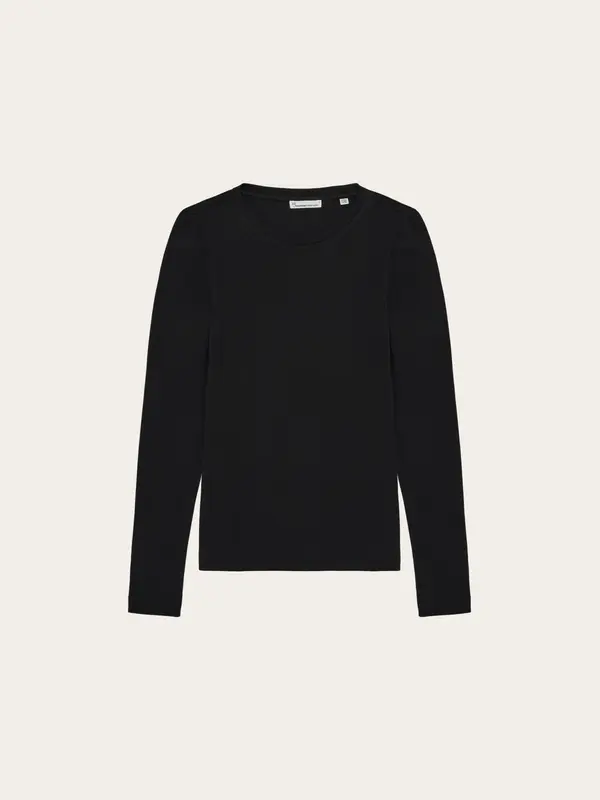 Rib Scoop neck long sleeved - Black Jet