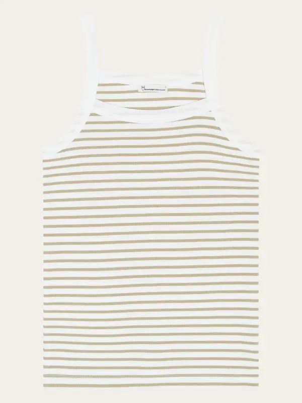 Rib strap top - Creme Stripe