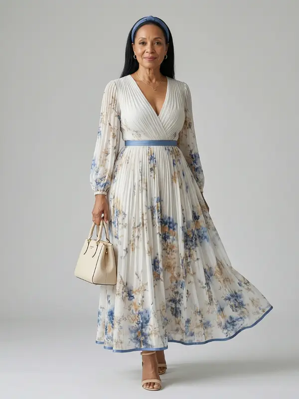 Rielle - Robe Midi Fleurie Drapée