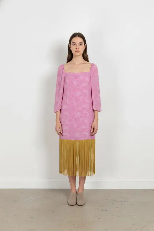 Robe à Franges Rose et Jaune - Taille S/36