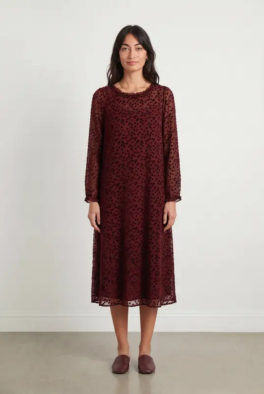 Robe à Pois Bordeaux - Taille XS/34