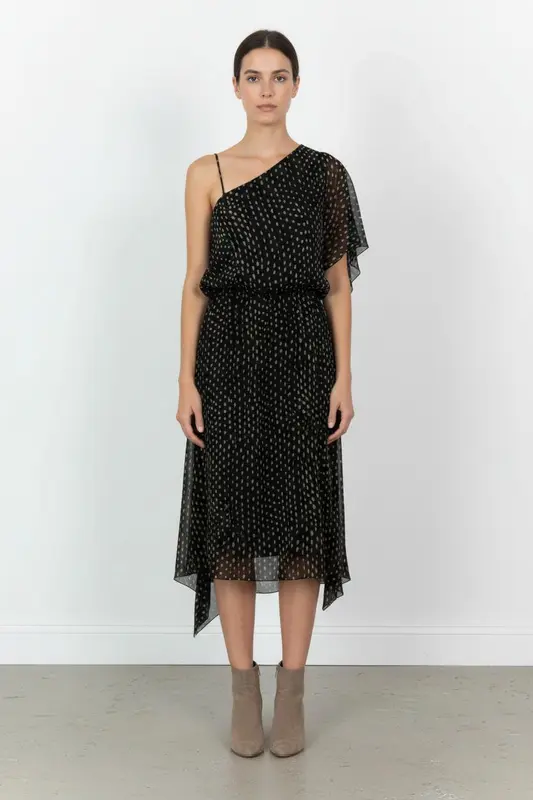 Robe Asymétrique Noire et Beige - Taille S/36