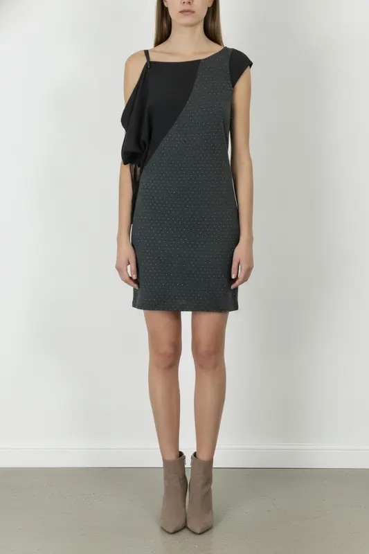 Robe Asymétrique Noire et Grise - Taille L/40