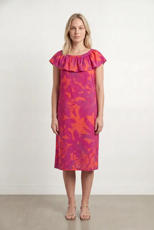 Robe Bardot Rose et Orange - Taille L/40